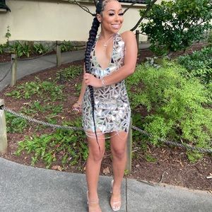 Silver reflective mirror pieces dress